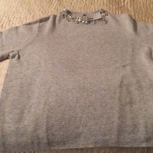 Embellished J Crew Gray Wool Blend Sweater